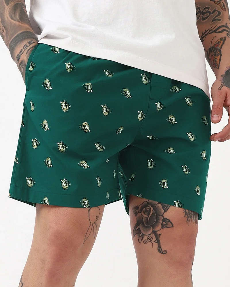 بيواكوف Men's Green All Over Printed Boxers